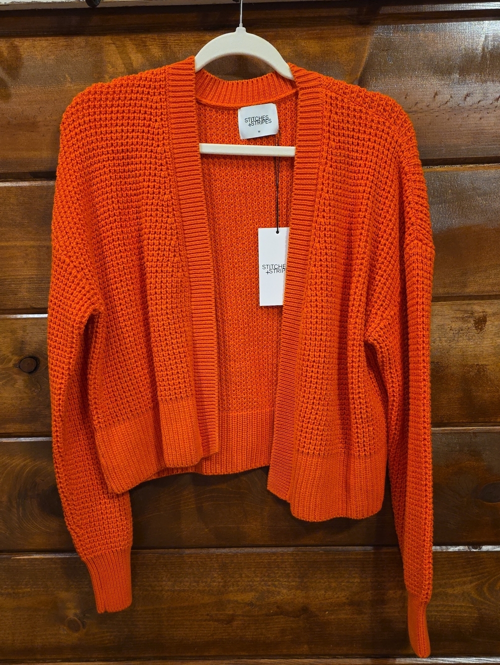 Stitches & STRIPES Bright Orange Open-Front Knit Cardigan